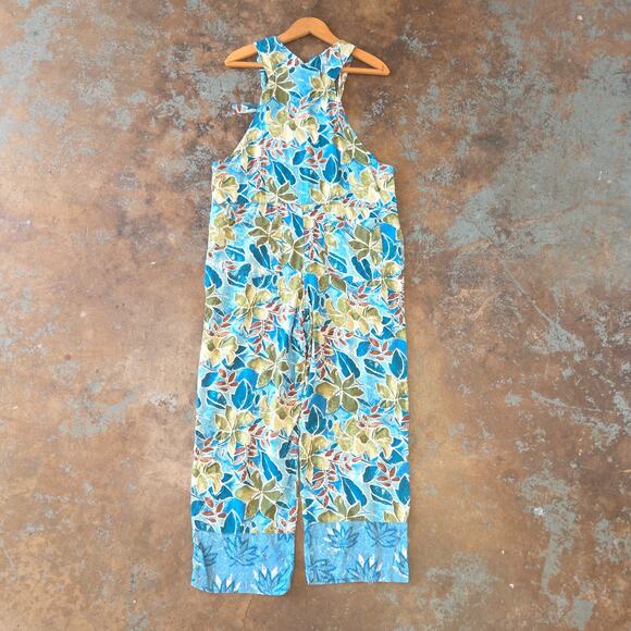 Vintage 90s Boho Rayon Beaded Printed Jumpsuit Overall Size S White Stag - Picture 8 of 8